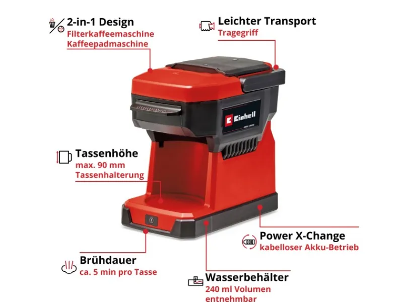 Einhell Campingzubehör|Akku-Kaffeemaschine TE-CF 18 Solo