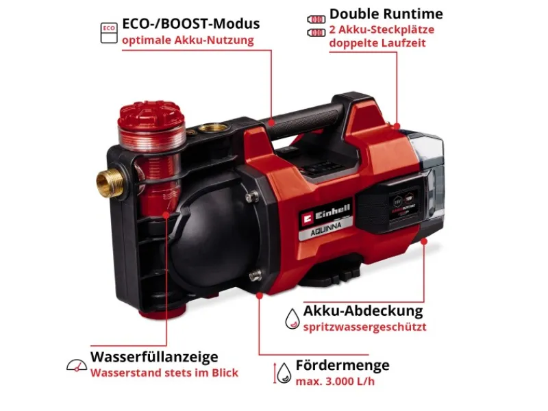Power X-Change Akku-Wasserpumpe Aquinna 18/30 F LED Solo*Einhell Hot