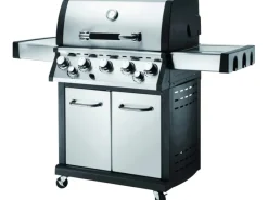 Gasgrill Bellevue 5 Brenner mit Seiten- und Infrarotbrenner Silber*EL Fuego Discount