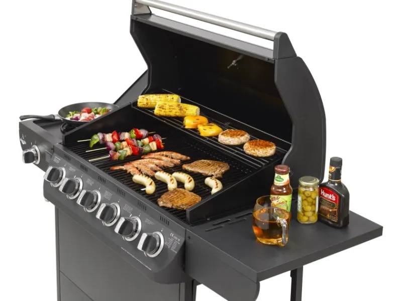 Gasgrill Columbus 6 Brenner mit Seitenbrenner Schwarz*EL Fuego Discount