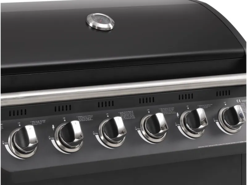 Gasgrill Columbus 6 Brenner mit Seitenbrenner Schwarz*EL Fuego Discount