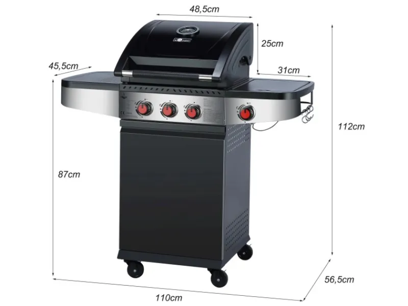 Gasgrill Houston 3+1 ca. 110 x 112 x 56,5 cm*EL Fuego Hot