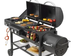 EL Fuego Smoker|Kombigrills|Gas-Kohle-Kombigrill 3in1 Sierra 3 Brenner und Seitenbrenner Schwarz