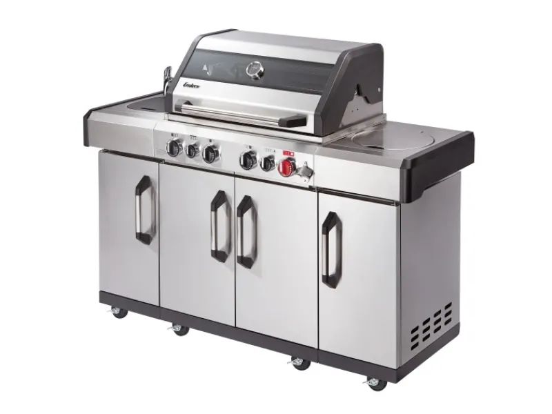 Enders Gasgrills|Gasgrill Kanasas II Pro 4 SIK Profi Turbo 4 Brenner & Seitenkocher Silber
