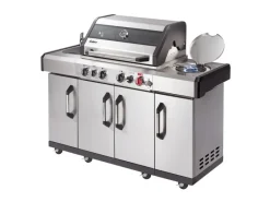 Enders Gasgrills|Gasgrill Kanasas II Pro 4 SIK Profi Turbo 4 Brenner & Seitenkocher Silber