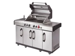Enders Gasgrills|Gasgrill Kanasas II Pro 4 SIK Profi Turbo 4 Brenner & Seitenkocher Silber