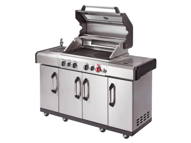 Enders Gasgrills|Gasgrill Kanasas II Pro 4 SIK Profi Turbo 4 Brenner & Seitenkocher Silber