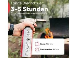 EVOCAMP Campingzubehör|Butan 4 Stück Gaskartusche 227g für Campingkocher Gasheizung und Unkrautbrenner Typ MSF-1a