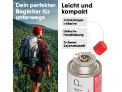 EVOCAMP Campingzubehör|Butan 4 Stück Gaskartusche 227g für Campingkocher Gasheizung und Unkrautbrenner Typ MSF-1a