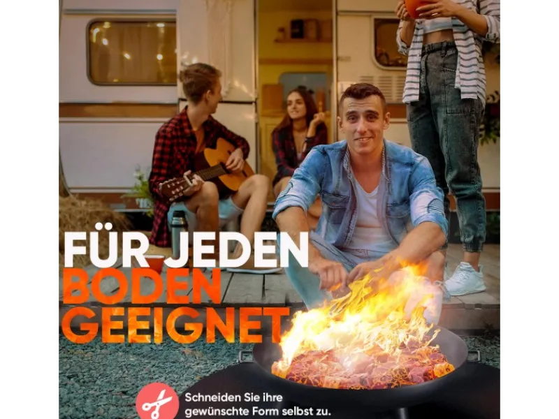 EVOCAMP Grillzubehör|Feuerschalen|Feuerfeste Unterlage 50 x 50 cm bis zu 982 °C für Grill Nicht Brennbar Brandschutz