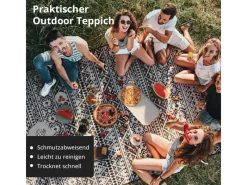 Outdoor-Teppich 250 x 400 cm Wetterfest Picknickdecke Kunststofffasern*EVOCAMP Best