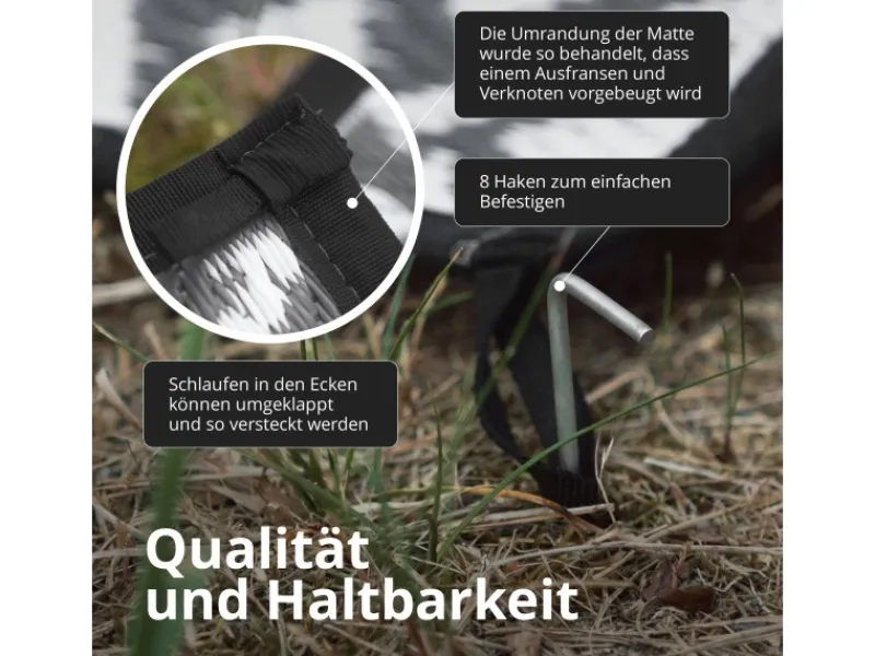 Outdoor-Teppich 250 x 400 cm Wetterfest Picknickdecke Kunststofffasern*EVOCAMP Best