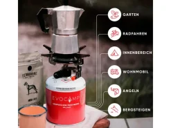 EVOCAMP Campingzubehör|Propan Butan 3 Stück Gaskartusche 450g Schraubkartusche Eurogewinde Sicherheitsverschluss für Campingkocher