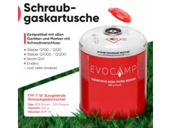 EVOCAMP Campingzubehör|Propan Butan 24 Stück Gaskartusche 450g Schraubkartusche Eurogewinde Sicherheitsverschluss für Campingkocher