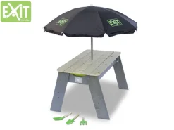 EXIT Aksent Sand- und Wassertisch mit Sonnenschirm und Gartenwerkzeugen*Exit Toys Discount