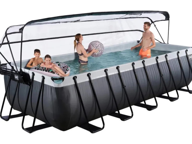 Exit Black Leather Pool Schwarz 540x250x122 cm Sandfilterp., Abdeckung, Wärmep.*Exit Toys Sale