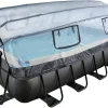 Exit Toys Pool Abdeckung|Exit Black Leather Pool Schwarz 400x200x100 cm Sandfilterp., Abdeckung, Wärmep.