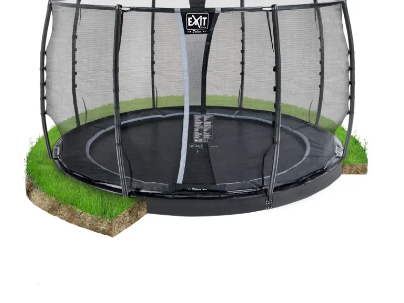 Exit Toys Trampoline|EXIT Dynamic Ebenerdiges Trampolin Ø 366 cm mit Sicherheitsnetz Schwarz