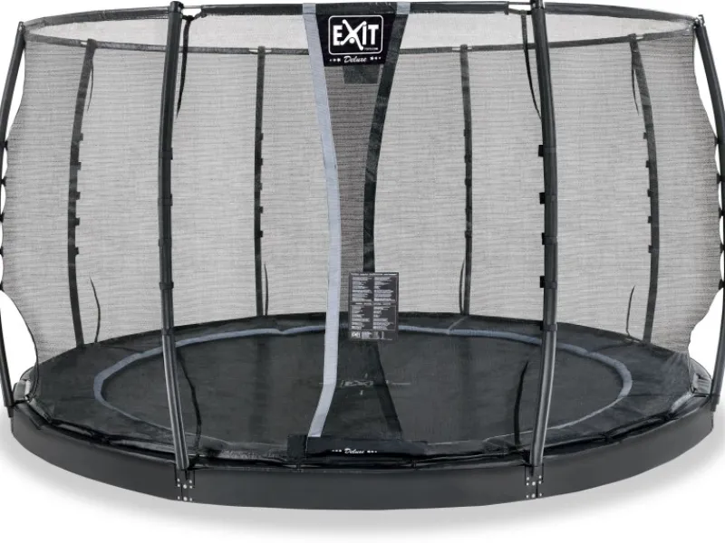 Exit Toys Trampoline|EXIT Dynamic Ebenerdiges Trampolin Ø 366 cm mit Sicherheitsnetz Schwarz