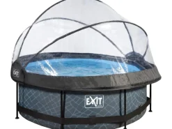 Exit Toys Pool Abdeckung|Aufstellpools|EXIT Stone Pool Grau ø 244 x 76 cm m. Filterpumpe u. Abdeckung