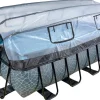 Exit Toys Pool Abdeckung|EXIT Stone Pool Grau 400 x 200 x 122 cm m. Sandfilterpumpe u. Abdeckung