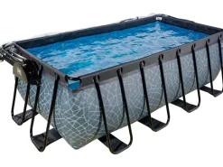 Exit Toys Pool Abdeckung|EXIT Stone Pool Grau 400 x 200 x 122 cm m. Sandfilterpumpe u. Abdeckung