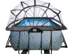 Exit Toys Pool Abdeckung|EXIT Stone Pool Grau 400 x 200 x 122 cm m. Sandfilterpumpe u. Abdeckung
