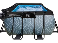 Exit Toys Pool Abdeckung|EXIT Stone Pool Grau 400 x 200 x 122 cm m. Sandfilterpumpe u. Abdeckung