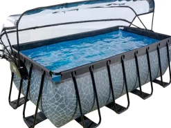 EXIT Stone Pool Grau 400 x 200 x 122 cm m. Sandfilterp., Abdeckung u. Wärmepumpe*Exit Toys New