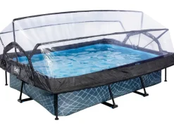 EXIT Stone Pool Grau 300x200x65cm m. Filterpumpe u. Abdeckung*Exit Toys Discount