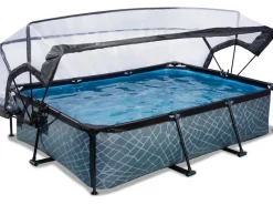 EXIT Stone Pool Grau 300x200x65cm m. Filterpumpe u. Abdeckung*Exit Toys Discount