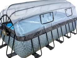 EXIT Stone Pool Grau 540x250x122cm m. Sandfilterpumpe u. Abdeckung u. Wärmepumpe*Exit Toys Clearance