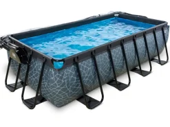 Exit Toys Pool Abdeckung|EXIT Stone Pool  Grau 400x200x100cm m. Sandfilterpumpe, Abdeckung, Wärmepumpe