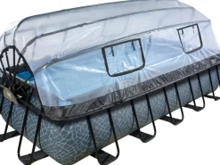 EXIT Stone Pool Grau 540x250x100cm m. Sandfilterpumpe u. Abdeckung*Exit Toys Discount