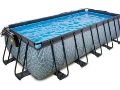 Exit Toys Pool Abdeckung|Aufstellpools|EXIT Stone Pool Grau 540x250x122cm m. Sandfilterpumpe u. Abdeckung