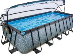 Exit Toys Pool Abdeckung|Aufstellpools|EXIT Stone Pool Grau 540x250x122cm m. Sandfilterpumpe u. Abdeckung