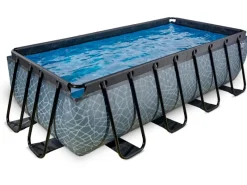 Exit Toys Aufstellpools|EXIT Stone Pool Grau 400x200x100cm m. Filterpumpe