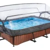 Exit Toys Aufstellpools|EXIT Wood Pool Braun 220 x 150 x 65 cm m. Filterpumpe u. Abdeckung