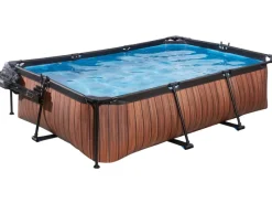 Exit Toys Aufstellpools|EXIT Wood Pool Braun 220 x 150 x 65 cm m. Filterpumpe u. Abdeckung
