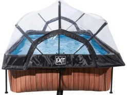 Exit Toys Aufstellpools|EXIT Wood Pool Braun 220 x 150 x 65 cm m. Filterpumpe u. Abdeckung