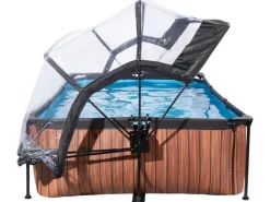 Exit Toys Aufstellpools|EXIT Wood Pool Braun 220 x 150 x 65 cm m. Filterpumpe u. Abdeckung