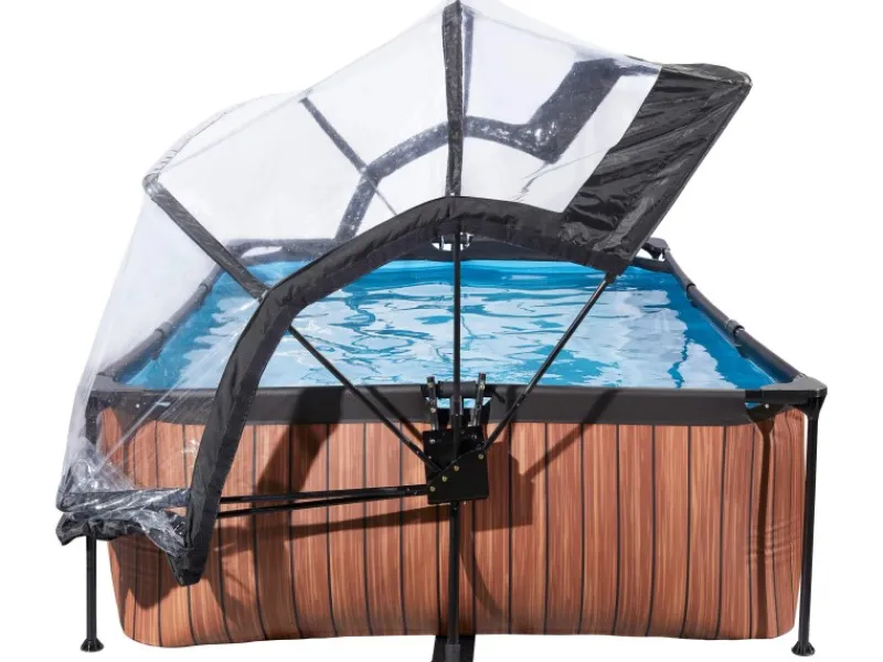 Exit Toys Aufstellpools|EXIT Wood Pool Braun 220 x 150 x 65 cm m. Filterpumpe u. Abdeckung