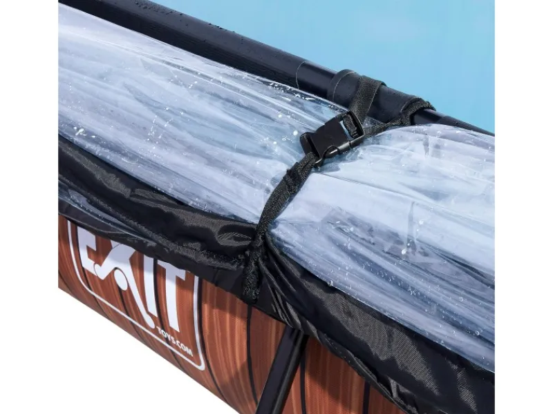 Exit Toys Aufstellpools|EXIT Wood Pool Braun 220 x 150 x 65 cm m. Filterpumpe u. Abdeckung