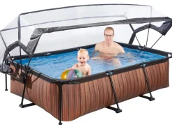 Exit Toys Aufstellpools|EXIT Wood Pool Braun 220 x 150 x 65 cm m. Filterpumpe u. Abdeckung