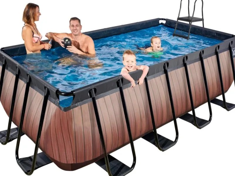 Exit Toys Aufstellpools|EXIT Wood Pool Braun 400 x 200 x 122 cm m. Filterpumpe
