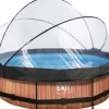 EXIT Wood Pool Braun Ø300x76cm m. Filterpumpe u. Abdeckung*Exit Toys Best