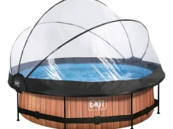 EXIT Wood Pool Braun Ø300x76cm m. Filterpumpe u. Abdeckung*Exit Toys Best