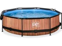 EXIT Wood Pool Braun Ø300x76cm m. Filterpumpe u. Abdeckung*Exit Toys Best