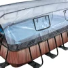 Exit Toys Pool Abdeckung|Aufstellpools|EXIT Wood Pool Braun 400x200x100cm m. Sandfilterpumpe u. Abdeckung