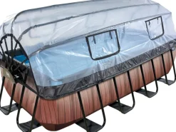Exit Toys Pool Abdeckung|Aufstellpools|EXIT Wood Pool Braun 400x200x100cm m. Sandfilterpumpe u. Abdeckung